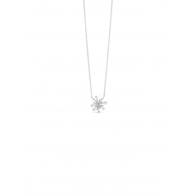 Absolute Silver Cz Sunburst Flower Pendant