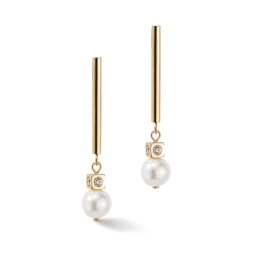 Earrings Asymmetry Freshwater Pearls & stainless steel white-gold