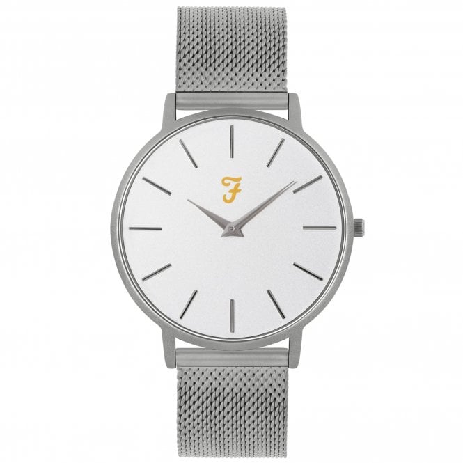 Farah Watches Farah Gents Silver Case Silver Mesh Watch.