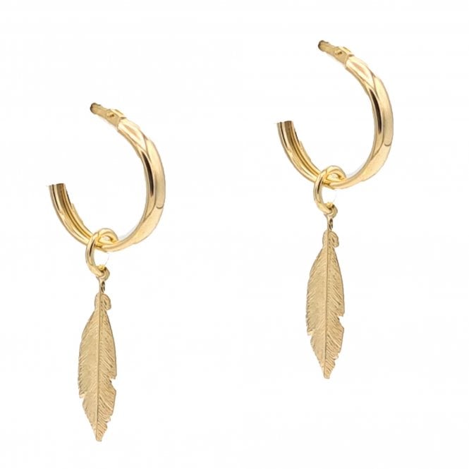 PURE Silver Feather Hoop Earrings