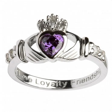 February Birthstone Claddagh Ring