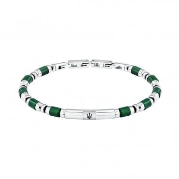 Gents Green Agate Bead Bracelet