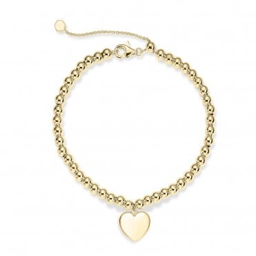 Gisser Beaded Engravable Heart Charm Bracelet