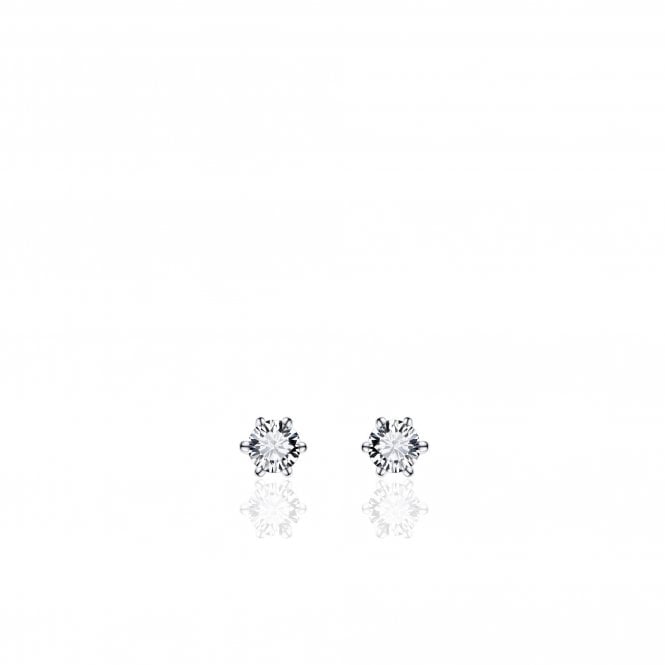 Gisser  Silver Solitaire Stud Earring