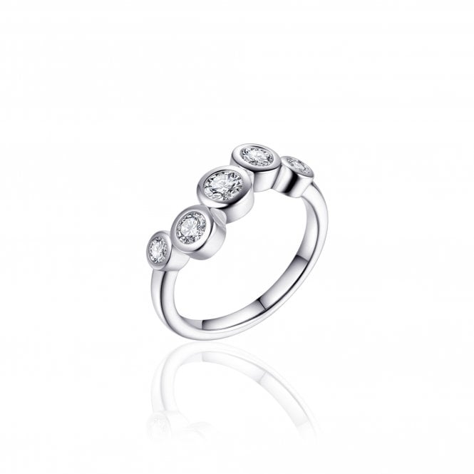 Gisser  Sterling Silver 5 Stone Staggered Rubover Ring.