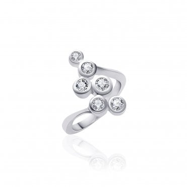 Gisser Sterling Silver 6 Clear Stone Ring.