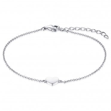 Gisser Sterling Silver Bracelet with Solid Silver Heart.