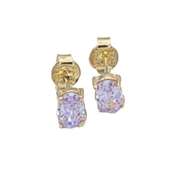 Gold Amethyst Colour Stud Earrings
