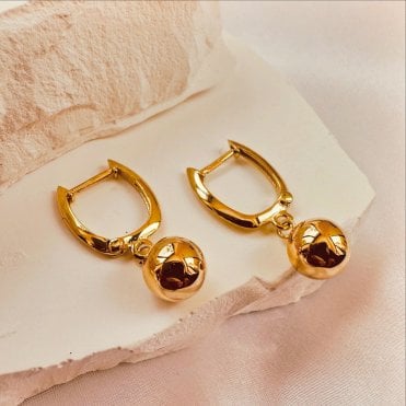 Gold Ball Drop Earrings