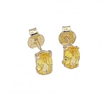 Gold Citrine Coloured Stud Earrings