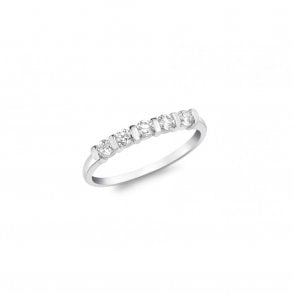 Gold Collection - 9ct White Gold Five Stone Bar Setting Ring