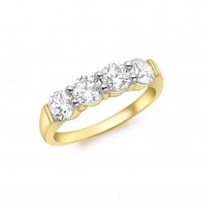 Gold Collection - 9ct Yellow Gold 4 Stone Set Eternity Style Ring