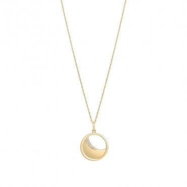 Gold Cresent Moon Circle Pendant