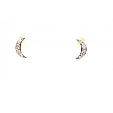 Gold Cz Cresent Moon Earrrings