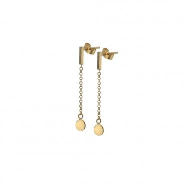 Gold Drop Disc Earrings