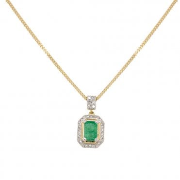 Gold Emerald And Diamond Pendant