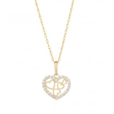 Gold Heart Inlay Pendant