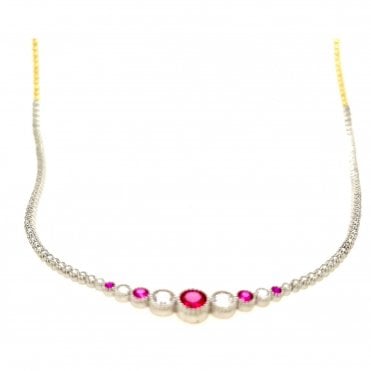 Gold Manmade Ruby Necklet