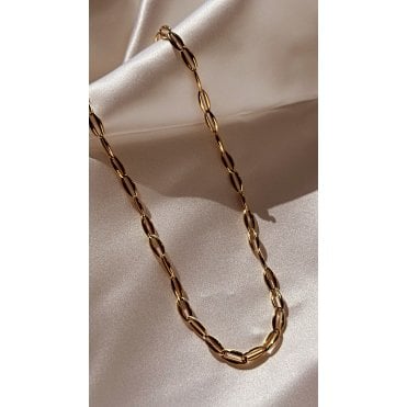 Gold Open Oval Link Necklace