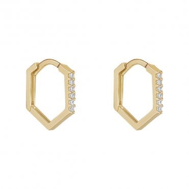 Gold Pentagon Hoop Earrings