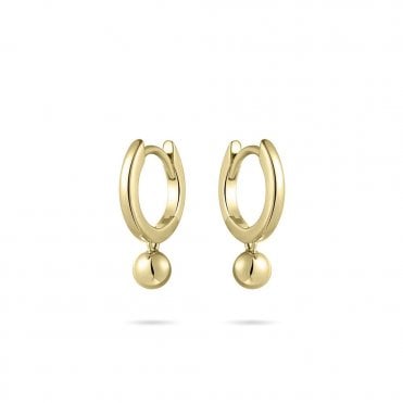 Gold Plated Hoop And Ball Charm Earring