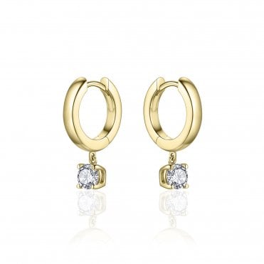 Gold Plated Hoop And Cz Earrings
