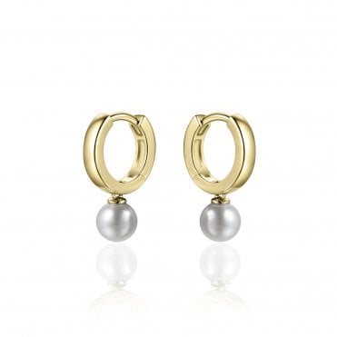 Gold Plated Hoop And Pearl Earring