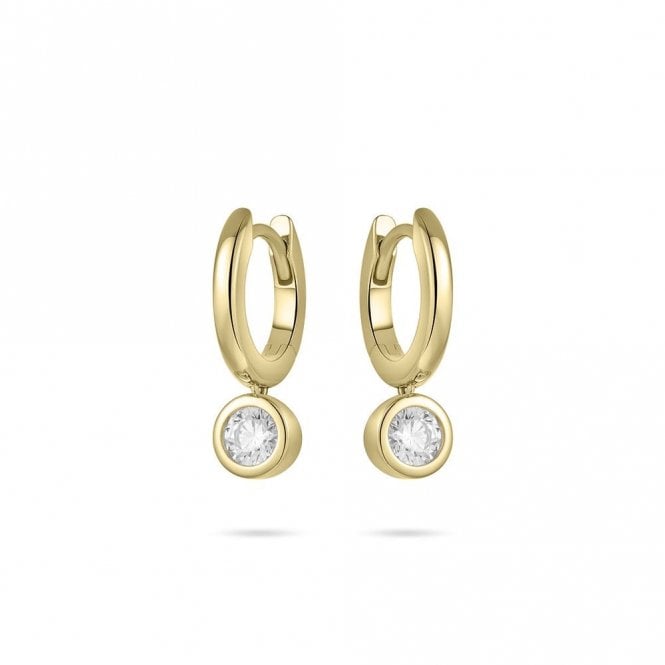 Gisser Gold Plated Hoop And Solitaire Earrrings