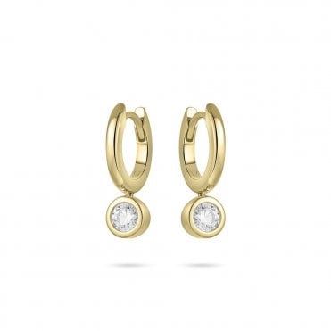 Gold Plated Hoop And Solitaire Earrrings