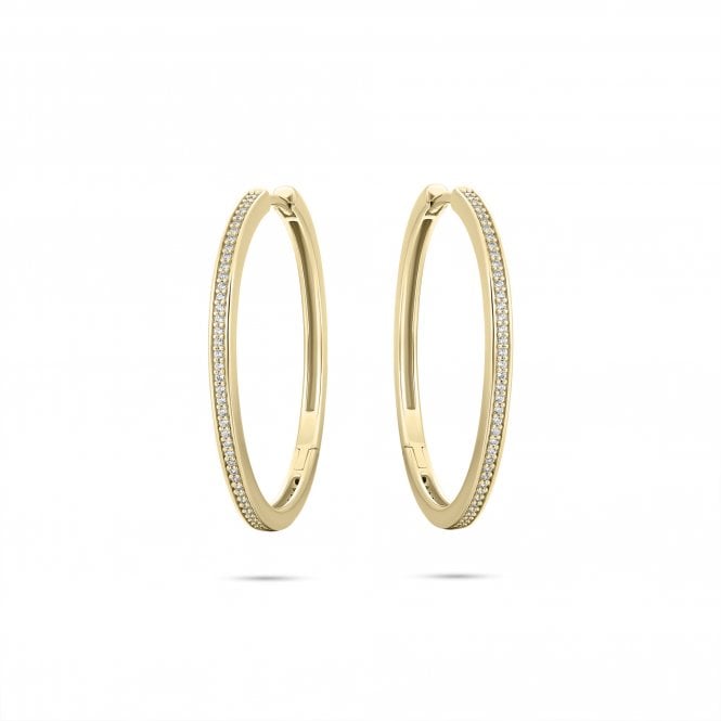 Gisser Gold Plated Stone Set 30mm Hoop Earrings