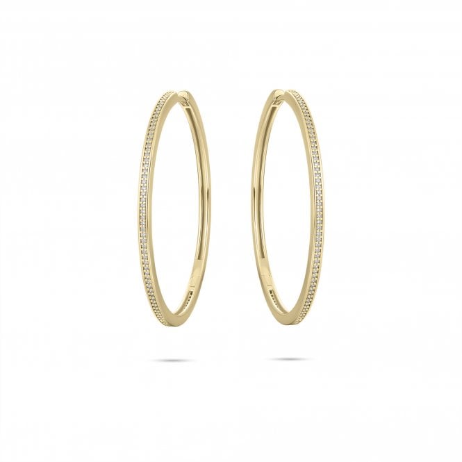 Gisser Gold Plated Stone Set 40mm Hoop Earrings