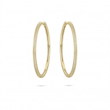 Gold Plated Stone Set 40mm Hoop Earrings