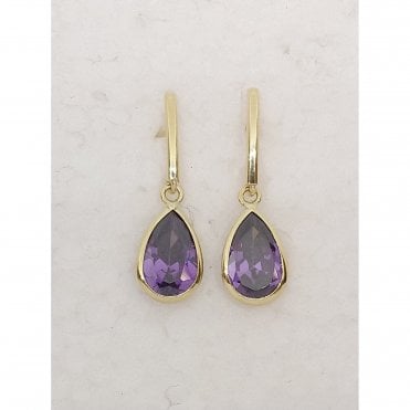Gold Purple Earrings