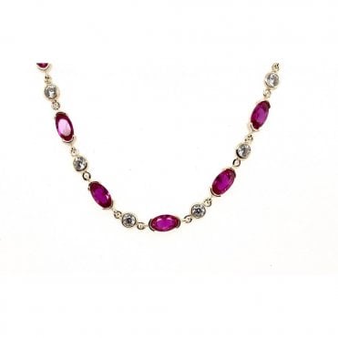 Gold Red Stone Necklace
