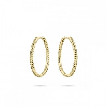 Gold Ribbed 20mm Hoop Earrings