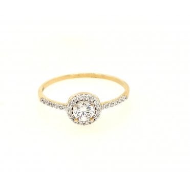 Gold Round Halo Promise Ring