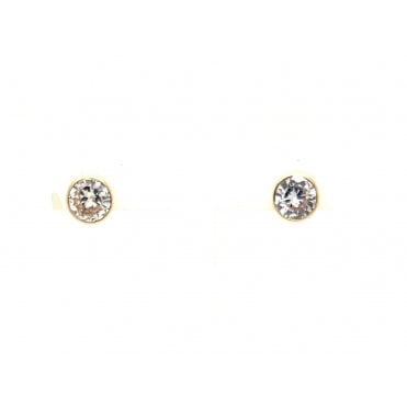 Gold Rubover Solitaire Earrings
