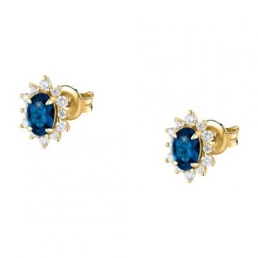 Gold Sapphire And Diamond Earrings