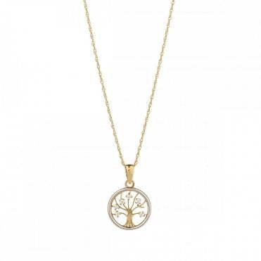 Gold Tree of Life Stone Set Pendant