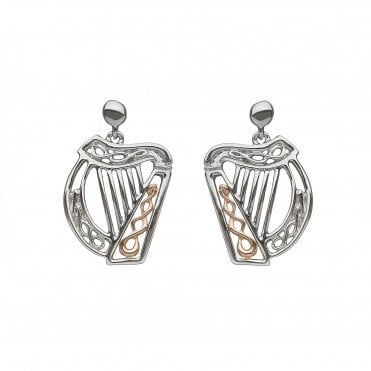 Irish Gold Harp Earrings