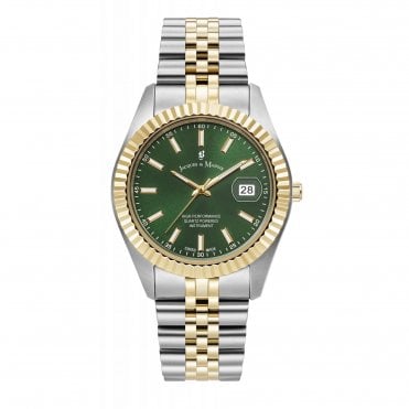 Jacques du Manoir Green Two Tone Watch