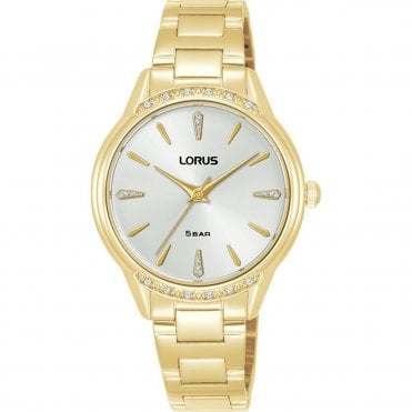 Ladies Gold Plated White Dial Watch