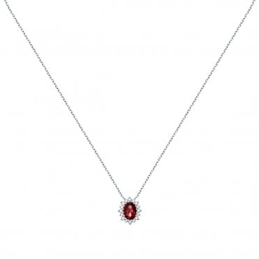9ct Gold Ruby And Diamond Necklace