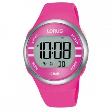 LORUS DIGITAL QUARTZ POLYURETHANE PINK WATCH