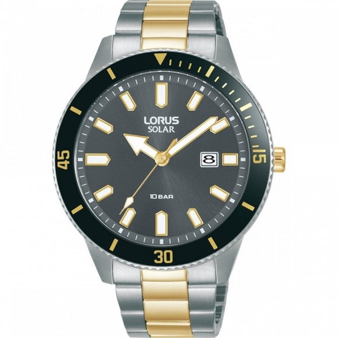 Lorus Watches Lorus Men's Solar Date Bracelet Strap Watch