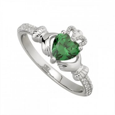 May Birthstone Claddagh Ring