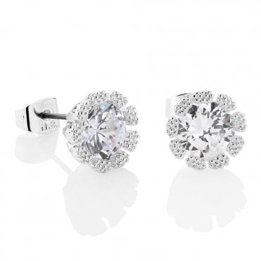 Newbridge Flower Clear Stone Earrings