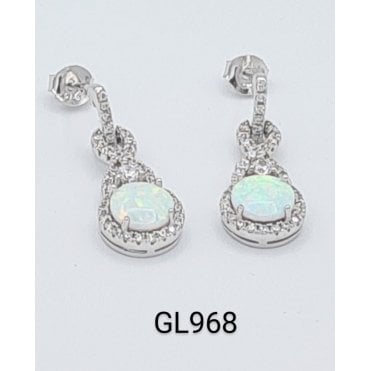 Opal And Cz Drop Earrings