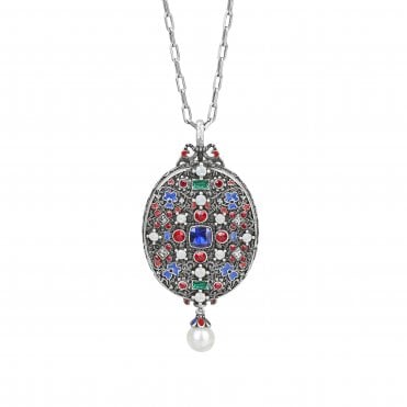Ornate Locket With Coloured Stone Detail