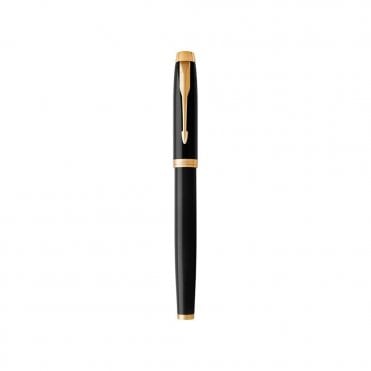 parker im ballpoint premium black gold trim medium point blue pen